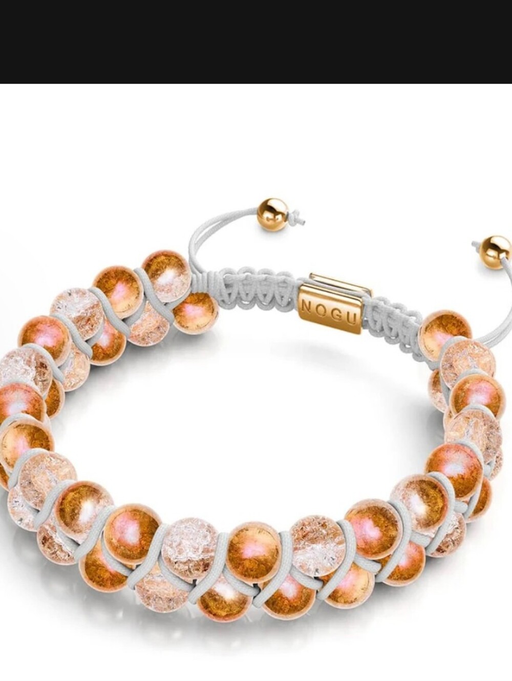 NWT NOGU Rose Chrome x Caramel | Glitter Glass Double Bracelet